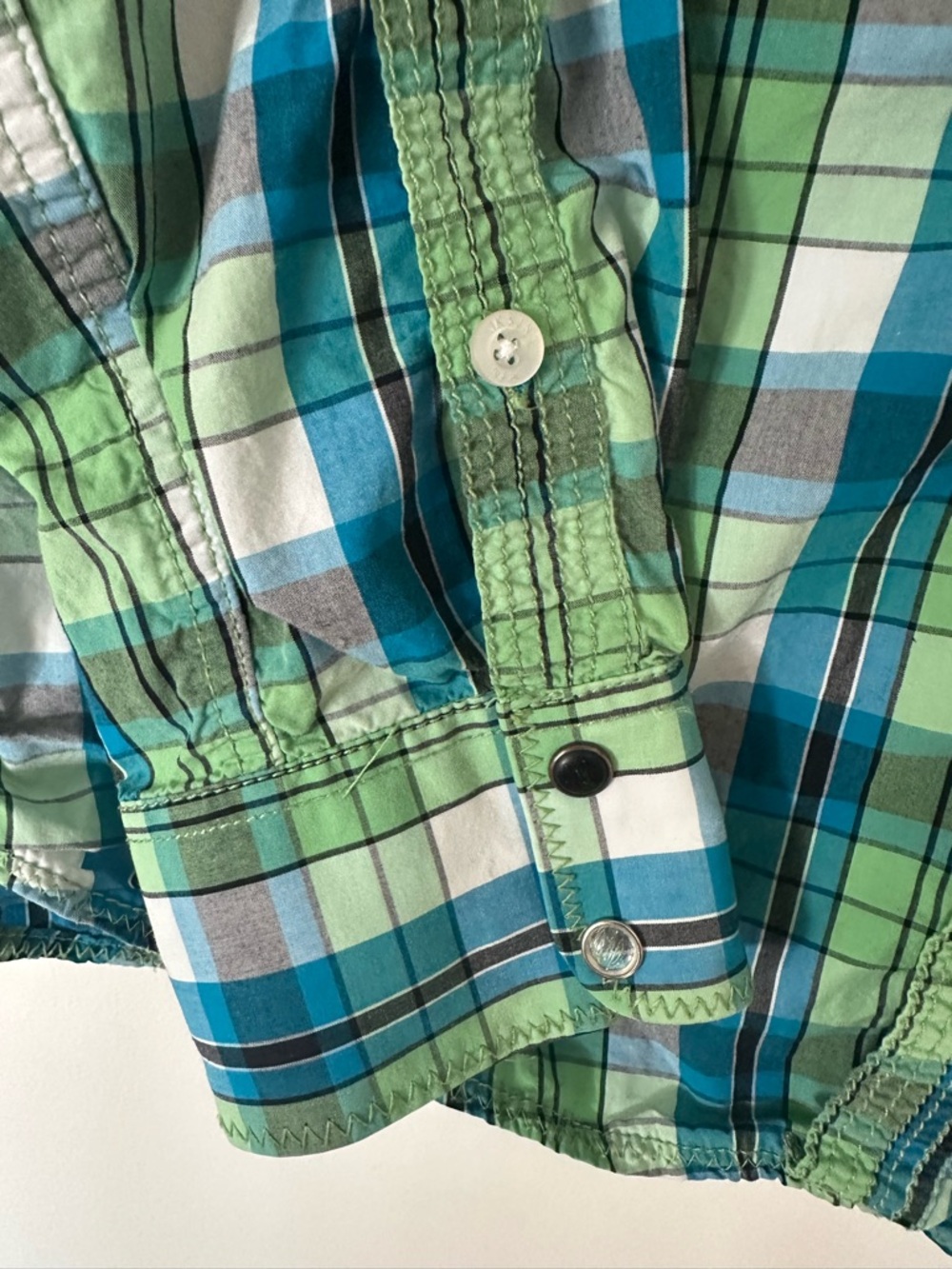 Jack & Jones Plaid Rockabilly Western Shirt Mens Medium Green Blue Retro Y2K Top - Picture 4 of 11